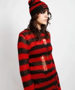 Trippnyc.com TRIPP NYC STRIPE BEANIE RED Women