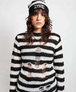 Trippnyc.com Women TRIPP NYC STRIPE BEANIE WHITE