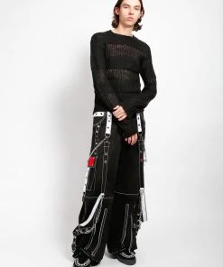 Trippnyc.com OPEN STRIPE SWEATER BLACK Women