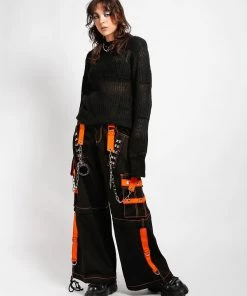 Trippnyc.com OPEN STRIPE SWEATER BLACK Women