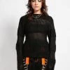 Trippnyc.com OPEN STRIPE SWEATER BLACK Women