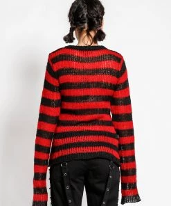 Trippnyc.com RAG STRIPE SWEATER RED Women 11 Trippnyc.com RAG STRIPE SWEATER RED Women