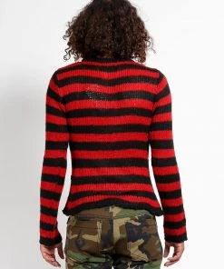 Trippnyc.com RAG STRIPE SWEATER RED Women 15 Trippnyc.com RAG STRIPE SWEATER RED Women