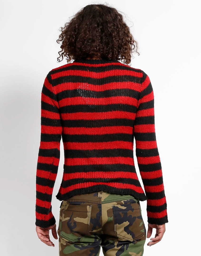 Trippnyc.com RAG STRIPE SWEATER RED Women 8 Trippnyc.com RAG STRIPE SWEATER RED Women