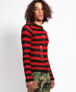 Trippnyc.com RAG STRIPE SWEATER RED Women 14 Trippnyc.com RAG STRIPE SWEATER RED Women