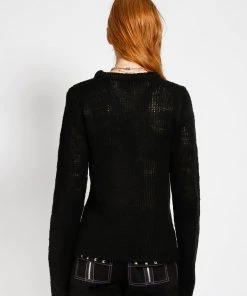 Trippnyc.com RAG STRIPE SWEATER BLACK