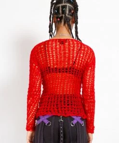 Trippnyc.com HOLY PUNK SWEATER RED Women