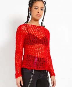 Trippnyc.com HOLY PUNK SWEATER RED Women