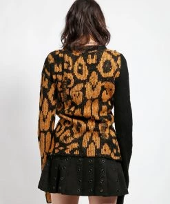 Trippnyc.com Women RAG SWEATER LEOPARD
