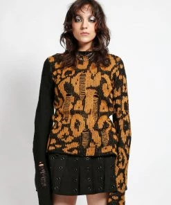Trippnyc.com Women RAG SWEATER LEOPARD