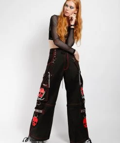 Trippnyc.com Women SUPER SKULL PANT RED SKULL