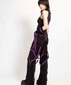 Trippnyc.com MULTI EYELET DARK STREET PANT PURPLE Women