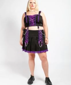 Trippnyc.com Women CURVE LOLITA PLEATED SKIRT PURPLE