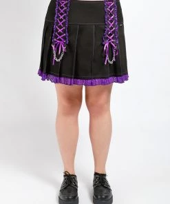 Trippnyc.com Women CURVE LOLITA PLEATED SKIRT PURPLE
