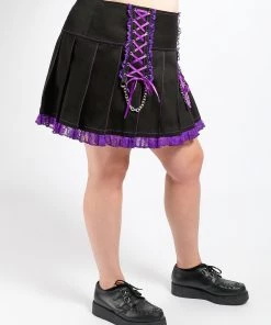 Trippnyc.com Women CURVE LOLITA PLEATED SKIRT PURPLE