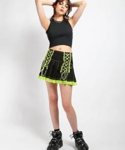 Trippnyc.com Women LOLITA PLEATED SKIRT LIME