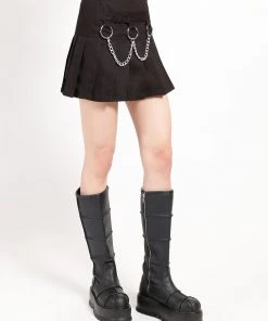 Trippnyc.com MARY CHAIN PLEATED SKIRT BLACK