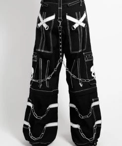 Trippnyc.com Women SKULL ZIP OFF PANT WHITE