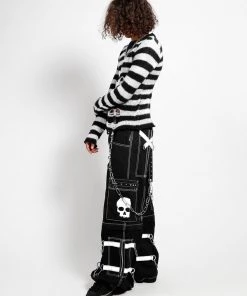 Trippnyc.com Women SKULL ZIP OFF PANT WHITE