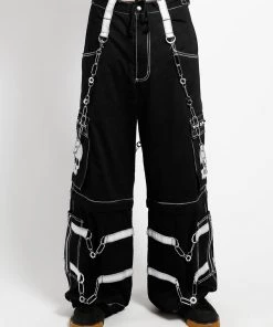 Trippnyc.com Women SKULL ZIP OFF PANT WHITE