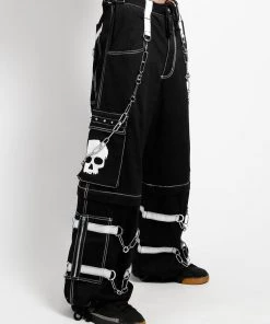 Trippnyc.com Women SKULL ZIP OFF PANT WHITE