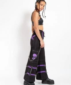 Trippnyc.com Women SKULL ZIP OFF PANT PURPLE