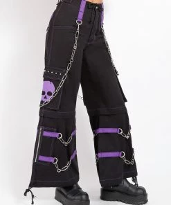 Trippnyc.com Women SKULL ZIP OFF PANT PURPLE 11 Trippnyc.com Women SKULL ZIP OFF PANT PURPLE