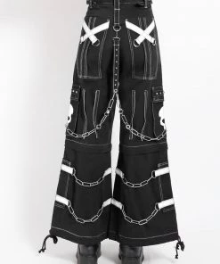 Trippnyc.com Women SKULL ZIP OFF PANT WHITE