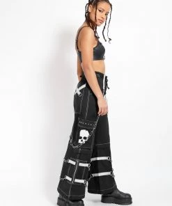Trippnyc.com Women SKULL ZIP OFF PANT WHITE