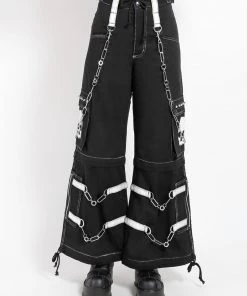Trippnyc.com Women SKULL ZIP OFF PANT WHITE
