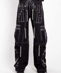 Trippnyc.com STEP CHAIN PANT WITH WHITE STITCH