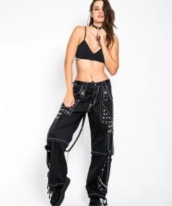 Trippnyc.com STEP CHAIN PANT WITH WHITE STITCH