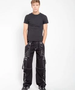 Trippnyc.com STEP CHAIN PANT WITH WHITE STITCH