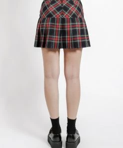 Trippnyc.com PLEATED SKIRT BLACK PLAID