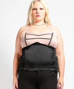 Trippnyc.com Women CURVE CHIFFON HALTER CORSET