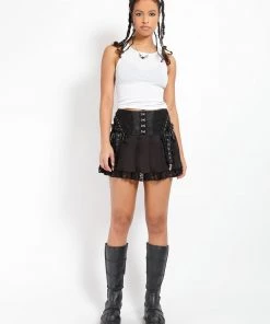 Trippnyc.com ENCHANTED PLEATED SKIRT BLACK Women