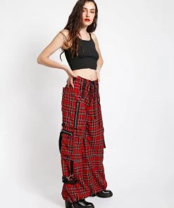 Trippnyc.com CLASH PANT RED PLAID Women