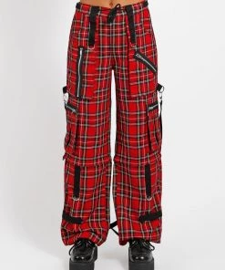 Trippnyc.com CLASH PANT RED PLAID Women