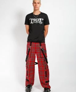 Trippnyc.com CLASH PANT RED PLAID Women