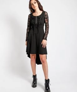 Trippnyc.com LACE LONG SLEEVE HI LOW DRESS
