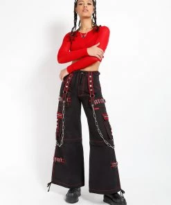 Trippnyc.com Women LONG SLEEVE CROP FISHNET RED