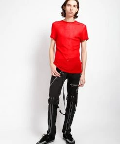 Trippnyc.com SHORT SLEEVE FISHNET RED Women