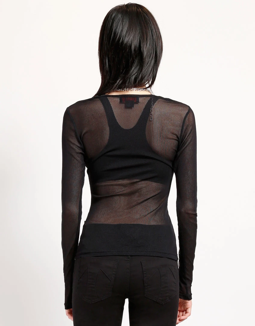 Trippnyc.com LADIES LONG SLEEVE FISHNET BLACK 4 Trippnyc.com LADIES LONG SLEEVE FISHNET BLACK