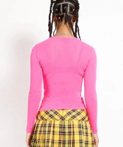 Trippnyc.com LADIES LONG SLEEVE FISHNET PINK