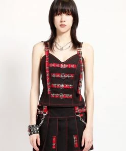 Trippnyc.com SWEET CHAIN CORSET RED PLAID