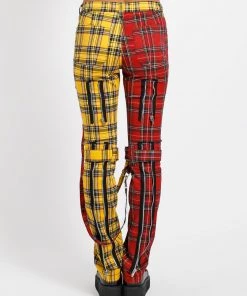 Trippnyc.com SPLIT LEG BONDAGE PANT RED/YELLOW PLAID Women