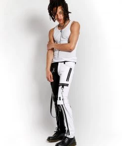Trippnyc.com Women SPLIT LEG BONDAGE PANT WHITE
