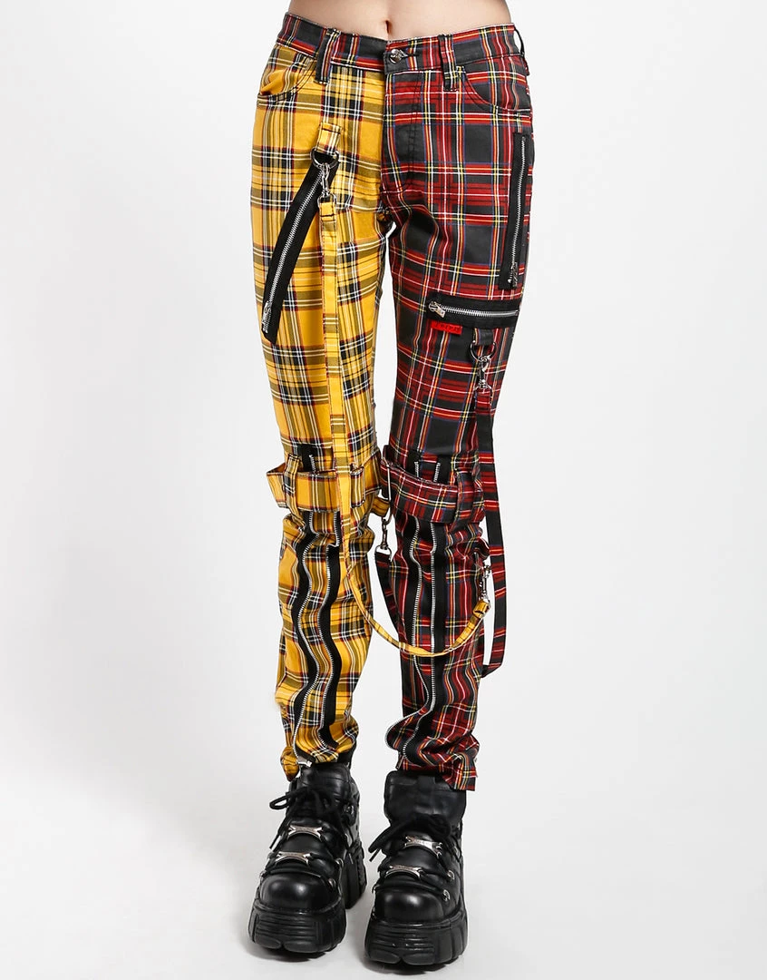 Trippnyc.com Women SPLIT LEG BONDAGE PANT YELLOW/BLACK PLAID 1 Trippnyc.com Women SPLIT LEG BONDAGE PANT YELLOW/BLACK PLAID