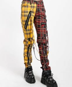 Trippnyc.com Women SPLIT LEG BONDAGE PANT YELLOW/BLACK PLAID 10 Trippnyc.com Women SPLIT LEG BONDAGE PANT YELLOW/BLACK PLAID