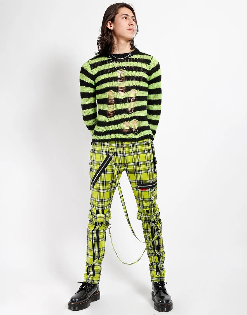 Trippnyc.com Women BONDAGE PANT LIME PLAID 6 Trippnyc.com Women BONDAGE PANT LIME PLAID